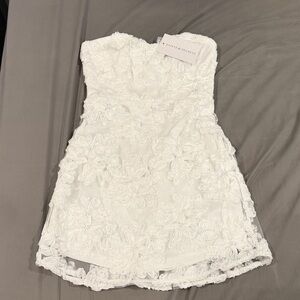 Finding Beauty Strapless Floral White Mini Dress